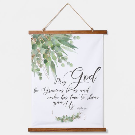 Möge Gott graziöse, grüne und goldene Blätter sein Wandteppich Mit Holzrahmen (Vorderseite)