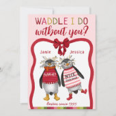 Möge ich ohne dich machen? Penguin Bestie Christma Feiertagskarte (Vorderseite)