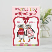 Möge ich ohne dich machen? Penguin Bestie Christma Feiertagskarte (Stehend Vorderseite)