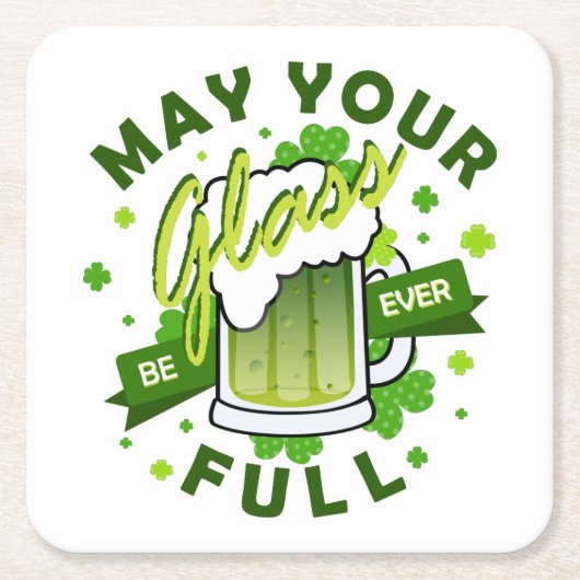 Möge Ihr Glas Vollgrün Kleeblatt Bier sein Rechteckiger Pappuntersetzer (Vorderseite)