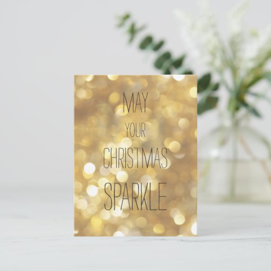 Möge Ihr Weihnachtssparkle - Gold-Glitzer Postkarte (Stehend Vorderseite)
