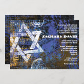 Mogen David Circular Star Bar Mitzvah Einladung (Vorne/Hinten)