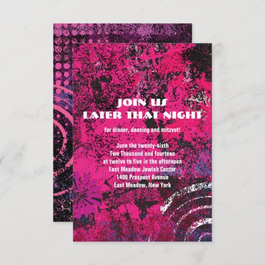 Mogen David Circular Star Bat Mitzvah Party Card Einladung (Vorne/Hinten)