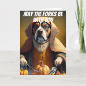 Mögen die Gabel bei dir sein lustiger Erntedank Karte (Vorderseite)