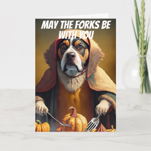 Mögen die Gabel bei dir sein lustiger Erntedank Karte (Vorderseite)