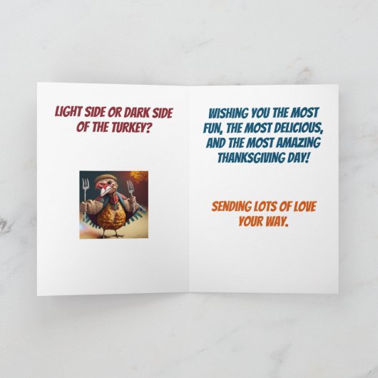 Mögen die Gabel bei dir sein lustiger Erntedank Karte (Innenseite)