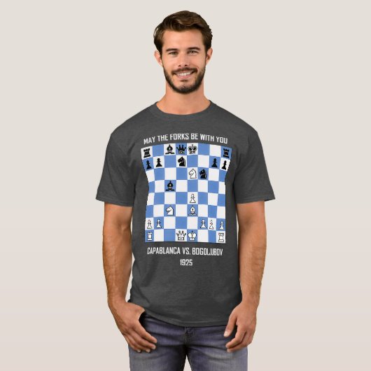 Mögen die Gabel mit dir sein, Capablanca vs Schach T-Shirt (Vorne ganz)