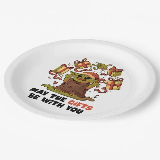 Mögen die Geschenke bei dir sein Pappteller (Schrägansicht)