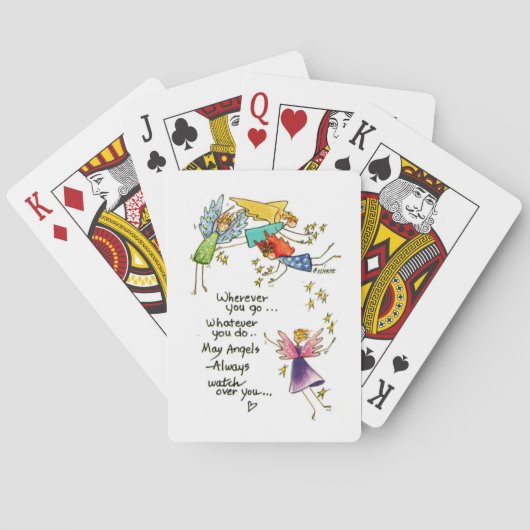 "Mögen Engel immer über dich wachen" zeichnend  Spielkarten (Rückseite)