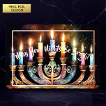 Mögen Ihre Nächte in der Menorah farbenfrohe Kerze Folien Feiertagskarte<br><div class="desc">Mögen Ihre Nächte werden helle Menorah farbenfrohe Kerzen Wasserfarbe Malerei Menorah mit farbenfrohen Kerzen</div>