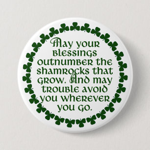 Mögen Ihre Segnungen die Kleeblätter übertreffen,  Button