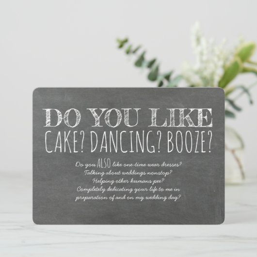 Mögen Sie auch... Funny Bridesmaid Vorschlag Einladung (Stehend Vorderseite)