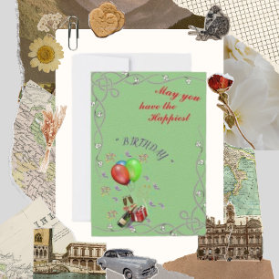 Mögen Sie das Glück haben, Wein und Ballon Karte