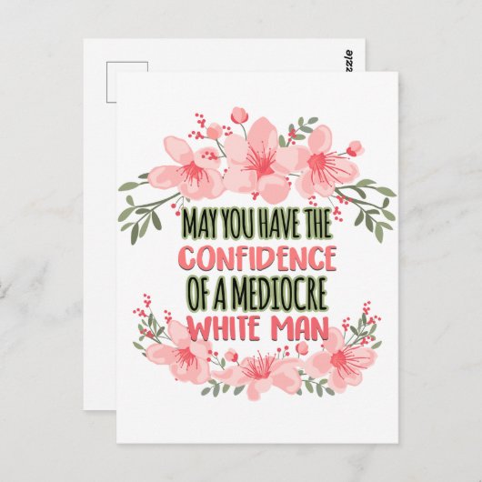 Mögen Sie das Vertrauen des mittelmäßigen weißen M Postkarte (Vorne/Hinten)