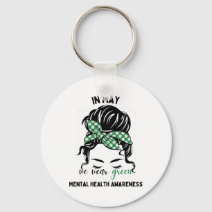 Mögen wir Green Messy Bun Mental Health Awards tra Schlüsselanhänger