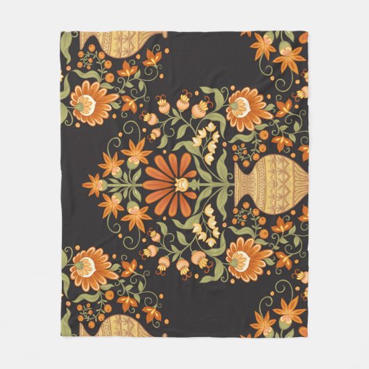 Moghul-Fantasie: Retro-Blumenopulenz Fleecedecke (Vorderseite)