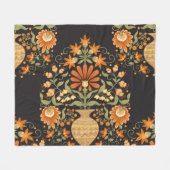 Moghul-Fantasie: Retro-Blumenopulenz Fleecedecke (Vorderseite (Horizontal))
