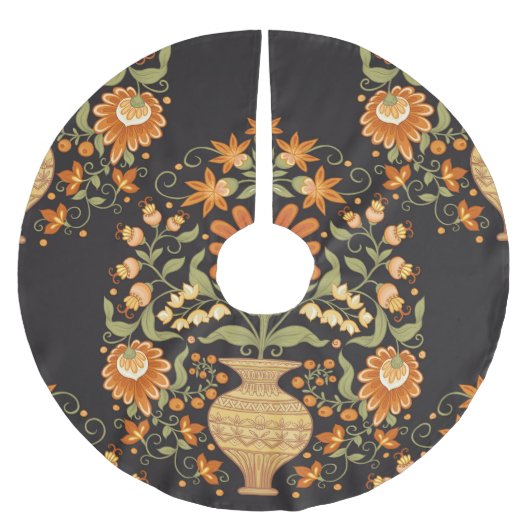 Moghul-Fantasie: Retro-Blumenopulenz Polyester Weihnachtsbaumdecke (Vorderseite)