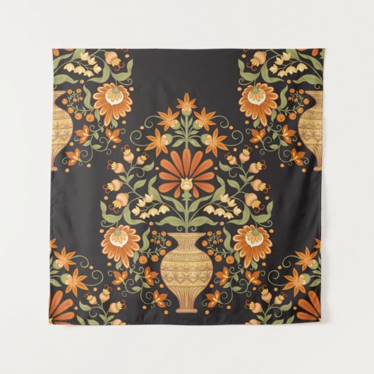 Moghul-Fantasie: Retro-Blumenopulenz Wandteppich (Vorderseite)