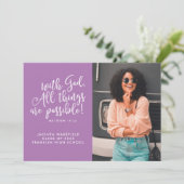 Möglich mit Gott-Schrift-Foto-Abschluss Ankündigung (Stehend Vorderseite)