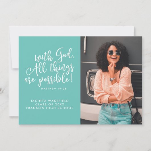 Möglich mit Gott-Schrift-Foto-Abschluss Ankündigung (Vorderseite)