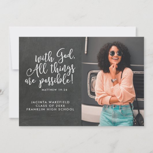 Möglich mit Gott-Schrift-Foto-Abschluss Ankündigung (Vorderseite)