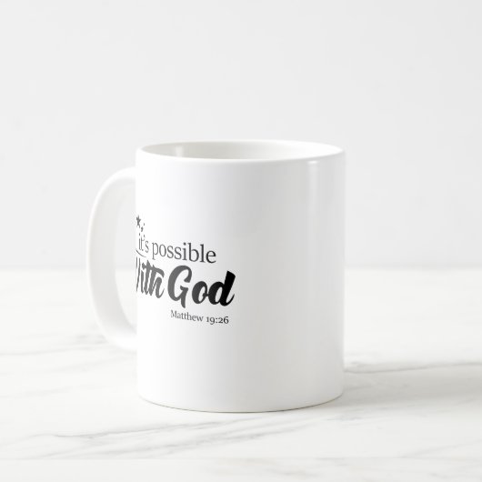 "Möglich mit Gott" Scripture Kaffee-Tasse Kaffeetasse (Vorderseite Links)