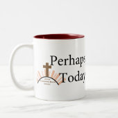 Möglicherweise heute - auf Weiß Zweifarbige Tasse (Links)