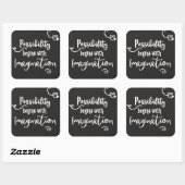 Möglichkeit fängt motivierend Tafel-Text an Quadratischer Aufkleber (Blatt)