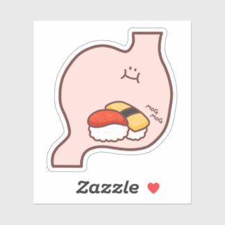 MogMogEetan – Kawaii Stomach Character with Sushi Aufkleber