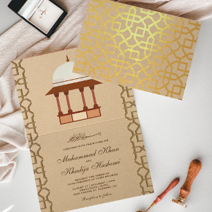 Mogul-Architektur Islamische Hochzeitseinladung Folienkarte