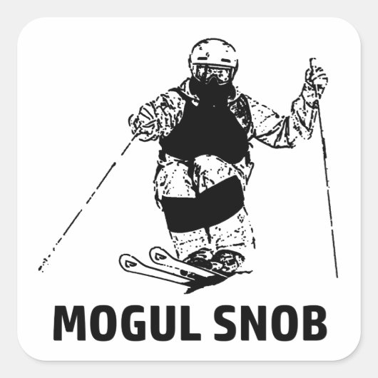 Mogul Skiing Snob Quadratischer Aufkleber (Vorderseite)