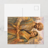 Mogulen Paar Blau-Gold Postkarte (Vorne/Hinten)