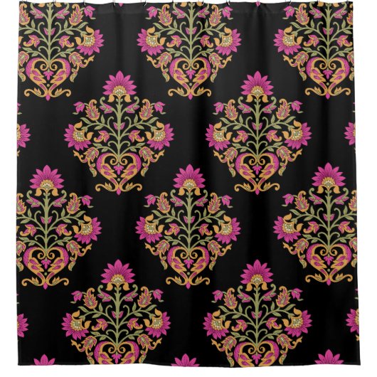 Moguler Blumenpaisley, nahtloses Design. Duschvorhang (Vorderseite)