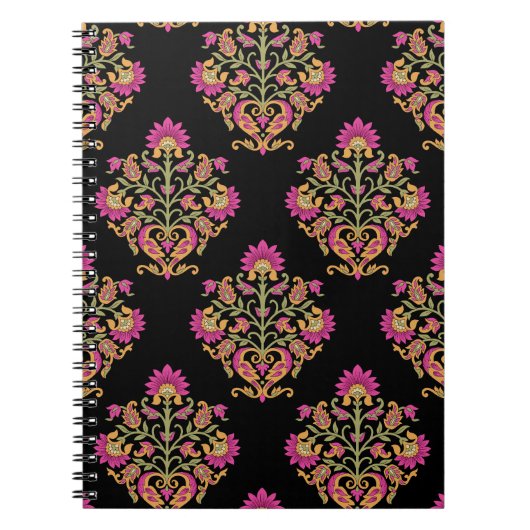 Moguler Blumenpaisley, nahtloses Design. Notizblock (Vorderseite)