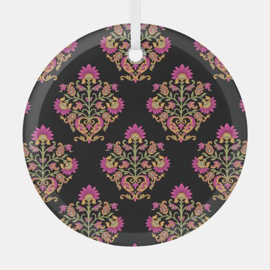 Moguler Blumenpaisley, nahtloses Design. Ornament Aus Glas (Vorderseite)