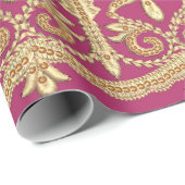 Mogulkunst. Indianisches antikes Gold b Geschenkpapier (Rolleneckpunkt)