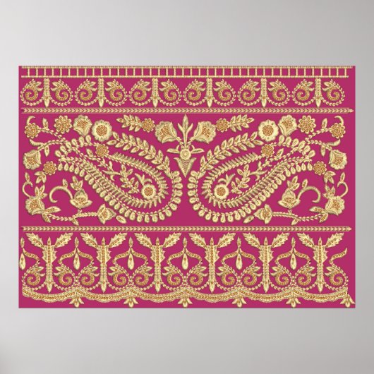 Mogulkunst. Indianisches antikes Gold b Poster (Vorne)