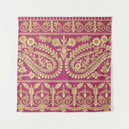 Mogulkunst. Indianisches antikes Gold b Wandteppich (Vorderseite)