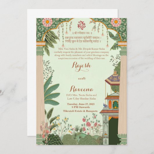 Mogulus zum Hochzeitsfeiern der Einladung einladen (Vorne/Hinten)