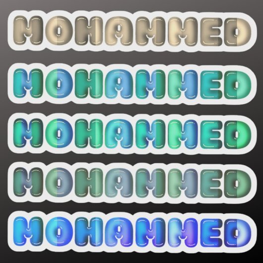 Mohammed Baby Name kawaii 3d Optikkinder Aufkleber