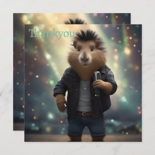 "Mohawk Capybara: Rockin' der Fluss!" Dankeskarte (Vorne/Hinten)