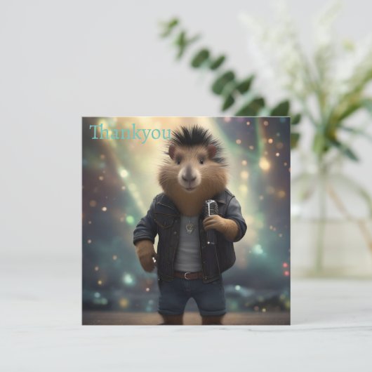 "Mohawk Capybara: Rockin' der Fluss!" Dankeskarte (Stehend Vorderseite)