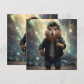 "Mohawk Capybara: Rockin' der Fluss!" Einladung (Vorne/Hinten)