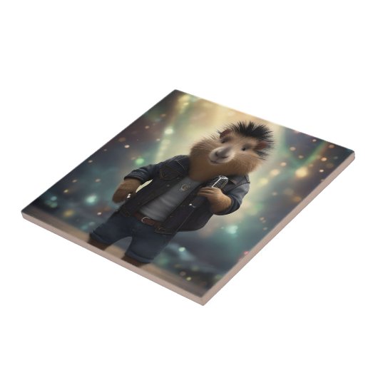 "Mohawk Capybara: Rockin' der Fluss!" Fliese (Seite)