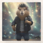 "Mohawk Capybara: Rockin' der Fluss!" Glasuntersetzer (Vorderseite)