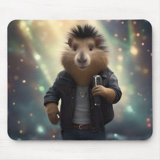 "Mohawk Capybara: Rockin' der Fluss!" Mousepad (Vorne)