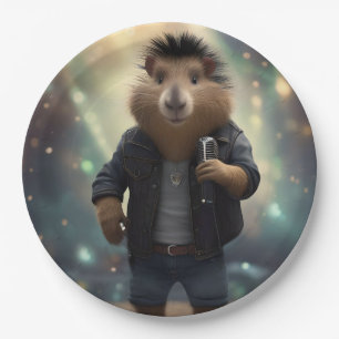 "Mohawk Capybara: Rockin' der Fluss!" Pappteller