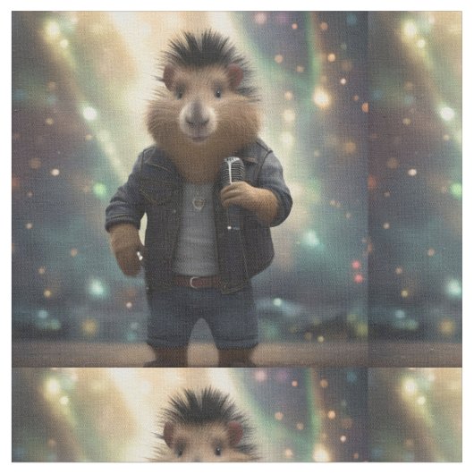 "Mohawk Capybara: Rockin' der Fluss!" Stoff (Nahaufnahme)