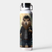 "Mohawk Capybara: Rockin' der Fluss!" Trinkflasche (Rückseite)